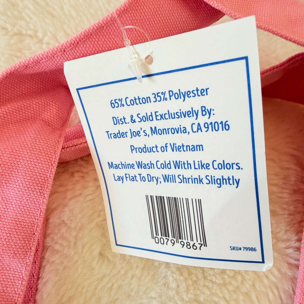 Set of 2 - Trader Joe's Mini Pastel Canvas Tote Bag - Purple Pink - Viral - Picture 7 of 8